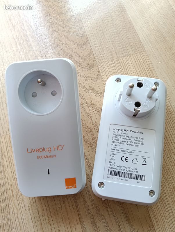 Lot de 2 prises Orange live plug 500 Mbits/s