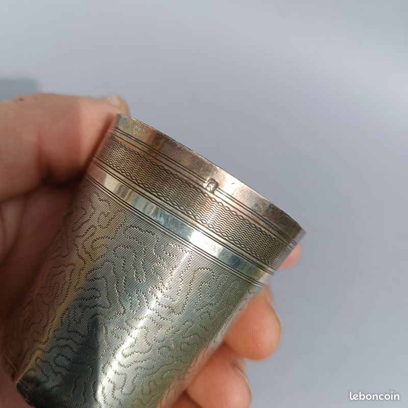 Timbale En Argent Massif Poinçon Minerve - 114 G - Monogrammée