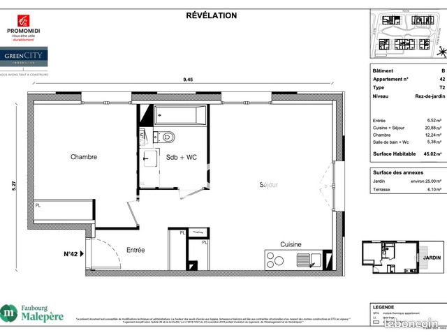 Appartement 2 pièces 45 m² · à Toulouse · 45 m² · 770 €