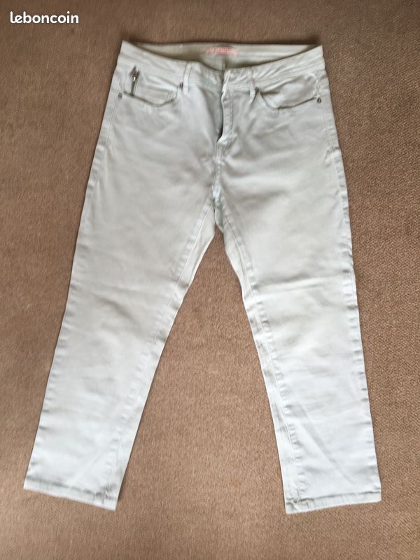 Pantacourt pantalon 7/8 CAMAÏEU vert très pâle un peu stretch taille 38 (image 3)