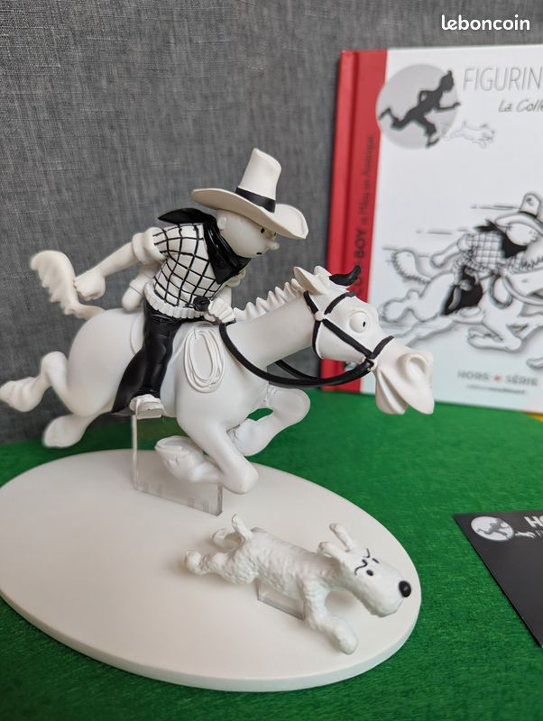 Figurine Tintin Cow-boy à Cheval – Édition Hors Série Noir Et Blanc, Hergé Collection 2013 Neuve