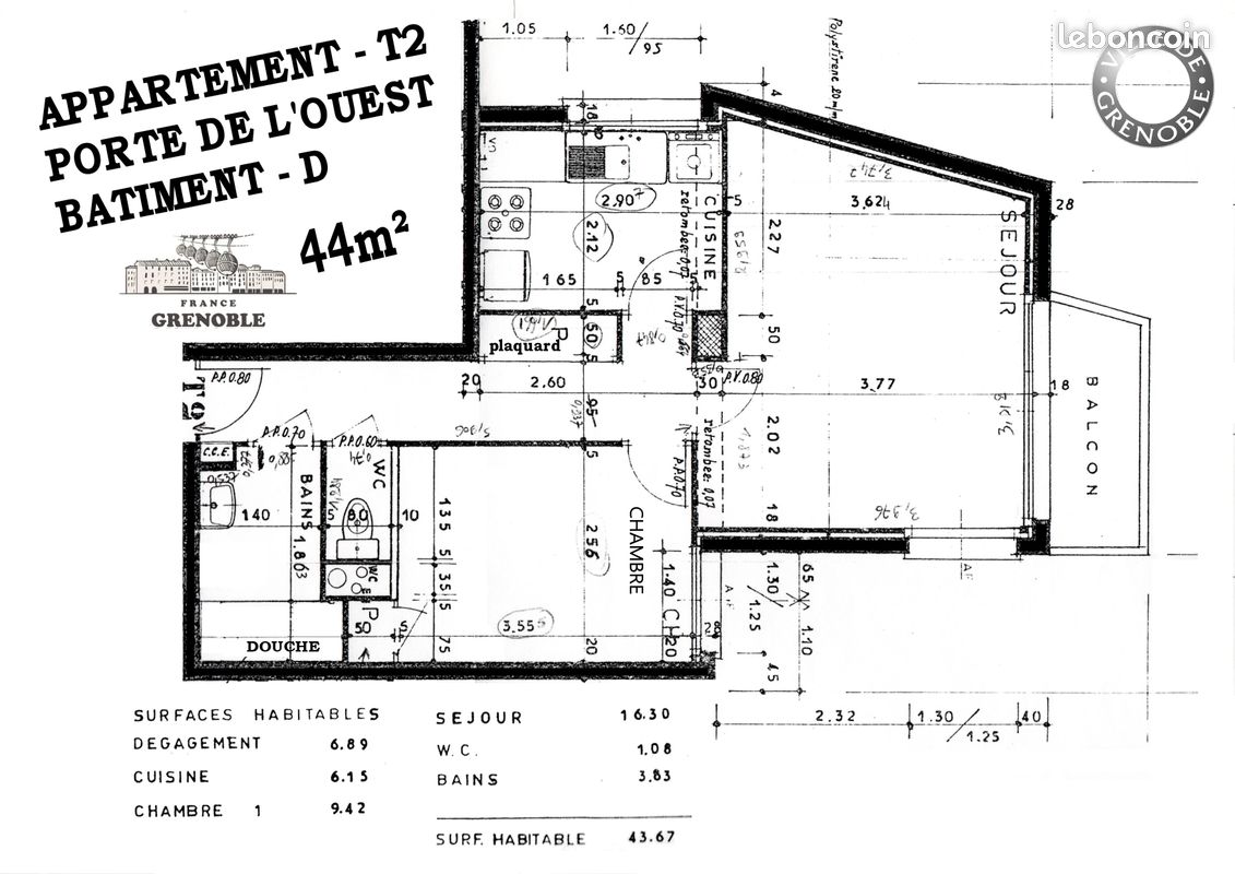 Appartement 2 pièces 44 m² · à Grenoble · 44 m² · 78 000 €