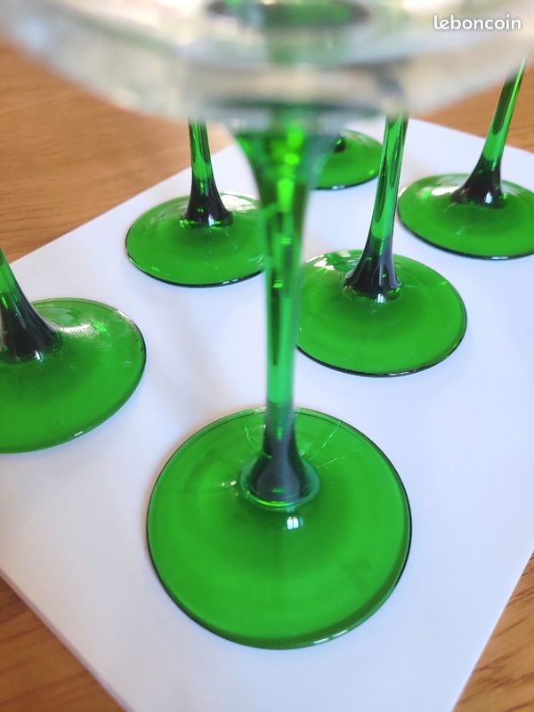 Lot De 6 Boutons Vintage à Pied Vert Lisse 2,2 Cm (Réf 2489) - Occasion - Origine France