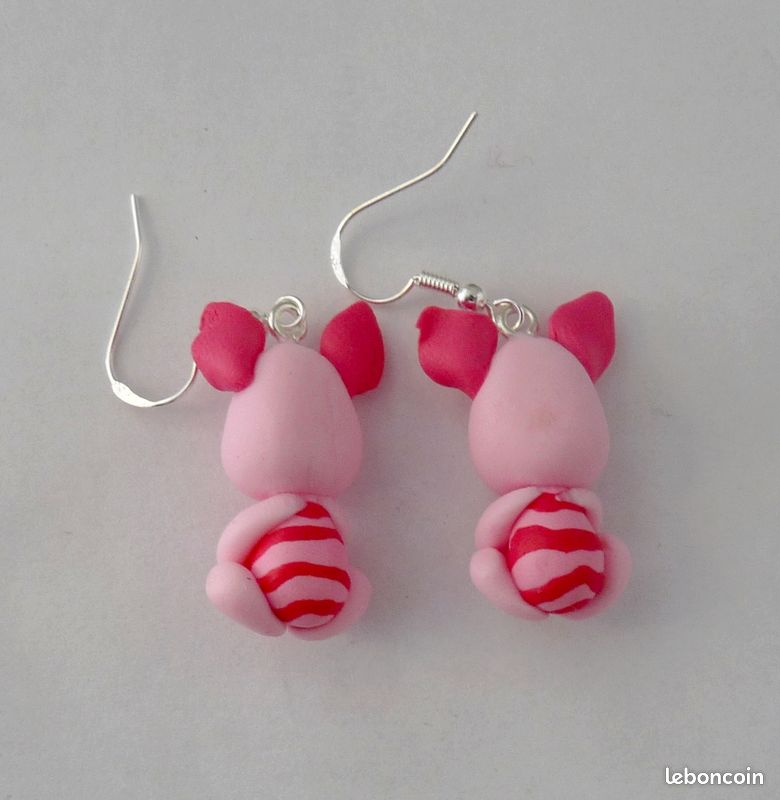 Boucles d'oreilles fimo Porcinet (port offert) (image 2)