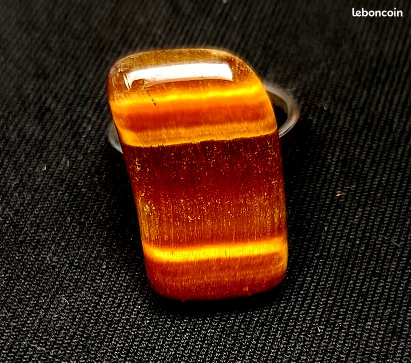 Bague ajustable en pierre naturelle Oeil de Tigre (image 3)