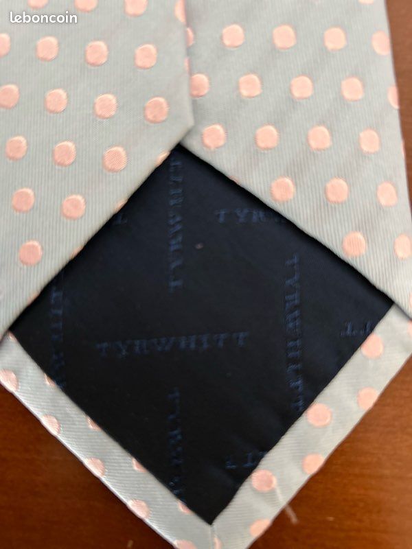 Charles Tyrwhitt Cravate Soie Bleu/Rose A Pois TU (image 5)