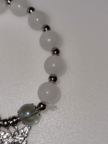Joli Bracelet Fleur En Cristal Et Strass Blanc Sur Métal Doré - Sans Nickel - Modèle 1870