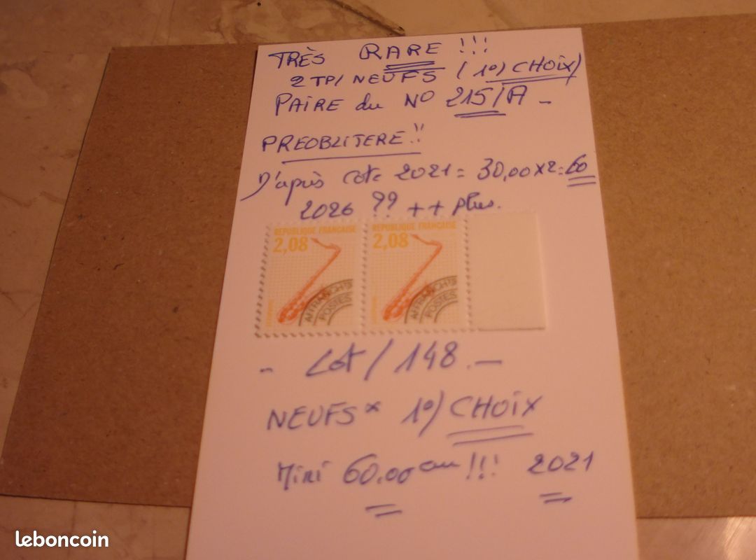2 Timbres PREOB/ N° 215/a (en Dentelé 12 ) (image 1)