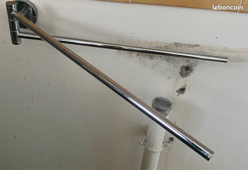 Porte serviettes en inox, à deux bras de 40 cm, pour Salle de Bain/Cuisine (image 2)