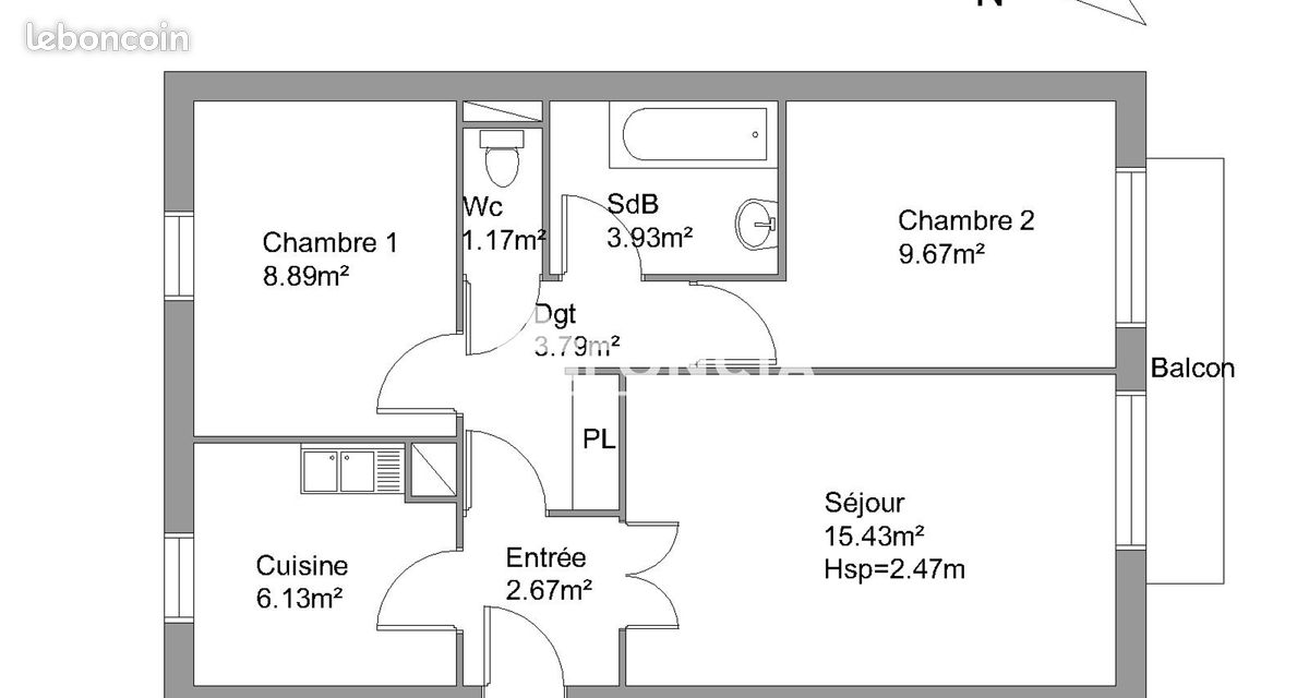 Appartement 3 pièces 52 m² · à Poitiers · 52 m² · 716 €/mois