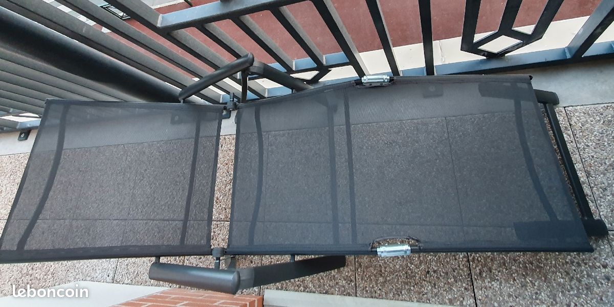 Chaise longue pliable noir (image 3)