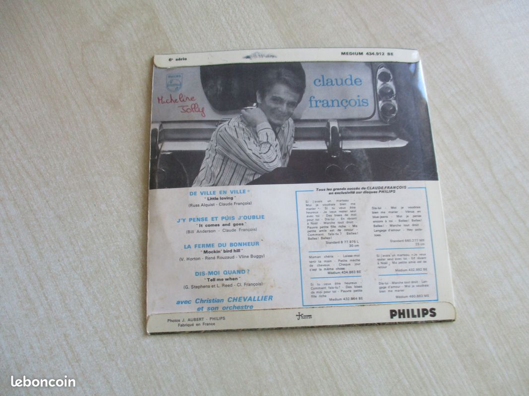 Disque vinyl 45 tours claude françois (image 2)