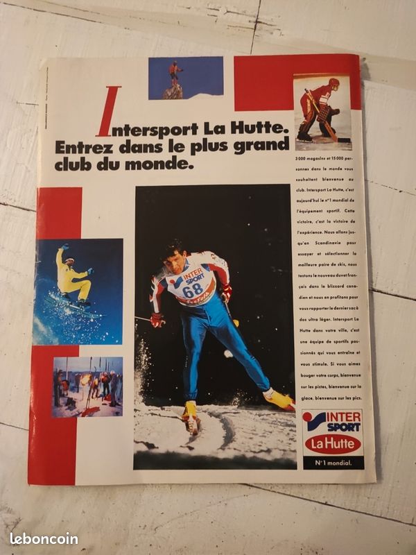 Affiche page publicitaire vintage magasin de sport La Hutte