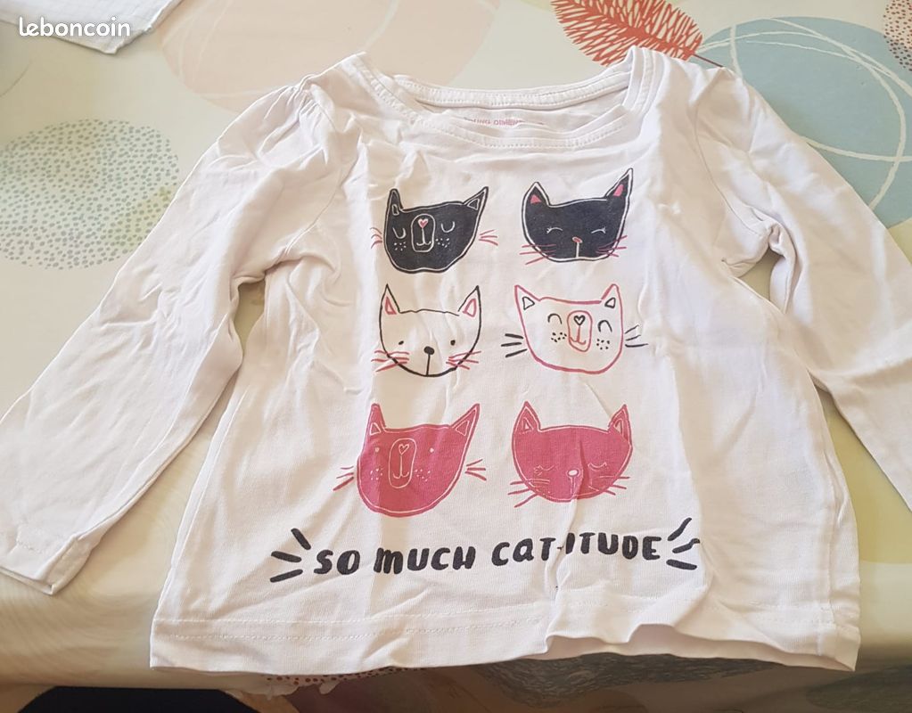 T shirt fille 9-12 mois manches longues (image 1)