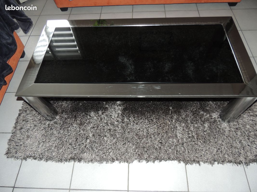Table basse verre et chrome annee 70 (image 1)