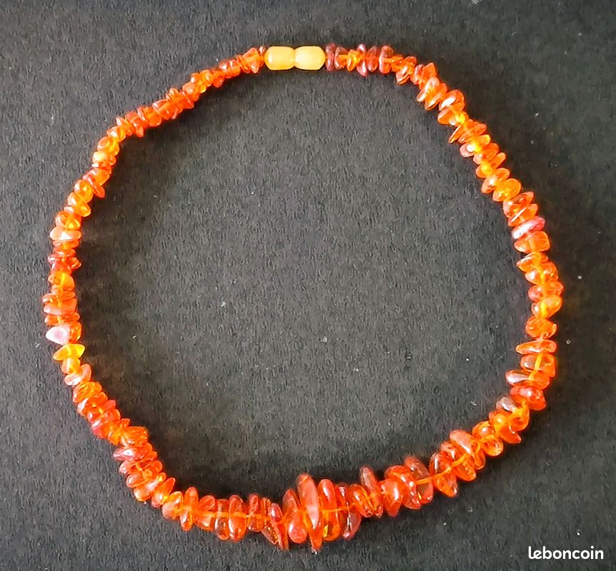 Collier Vintage Imitation Ambre - Gros Maillons Acrylique, Très Bon état