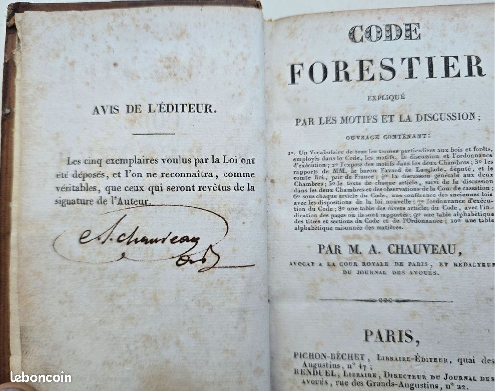 CODE FORESTIER EXPLIQUÉ PAR LES MOTIFS ET LA DISCUSSION Chauveau, A. 1827 (image 9)
