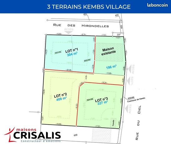 Terrain 304 m² Kembs