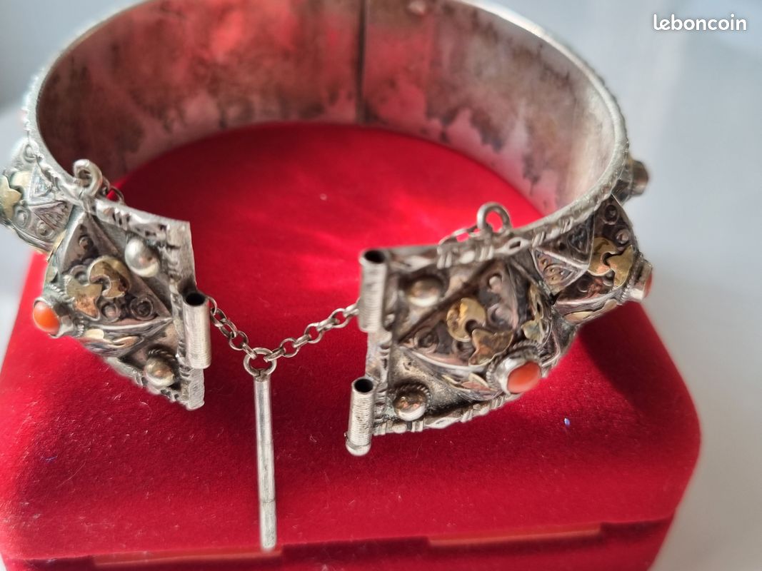 Ancien Bracelet Magnifique En Argent Et Pierre - Bijou Vintage Occasion