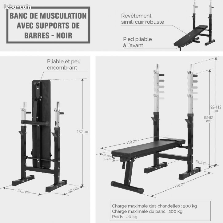 Banc musculation pliable (image 1)