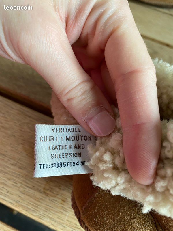 Chaussons enfant en peau lainée mouton (image 3)