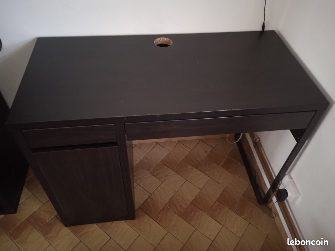 Ensemble Bureau IKEA MICKE Brun Noir & Chaise Style Fer Forgé (image 6)