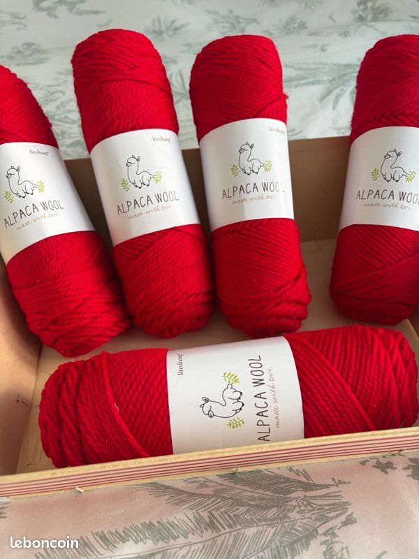 Lot De 10 Pelotes De Laine Alpaga - Bordeaux Et Vert D'eau - Aiguilles 5/6 - Fil Italien - Idéal Tricot/crochet