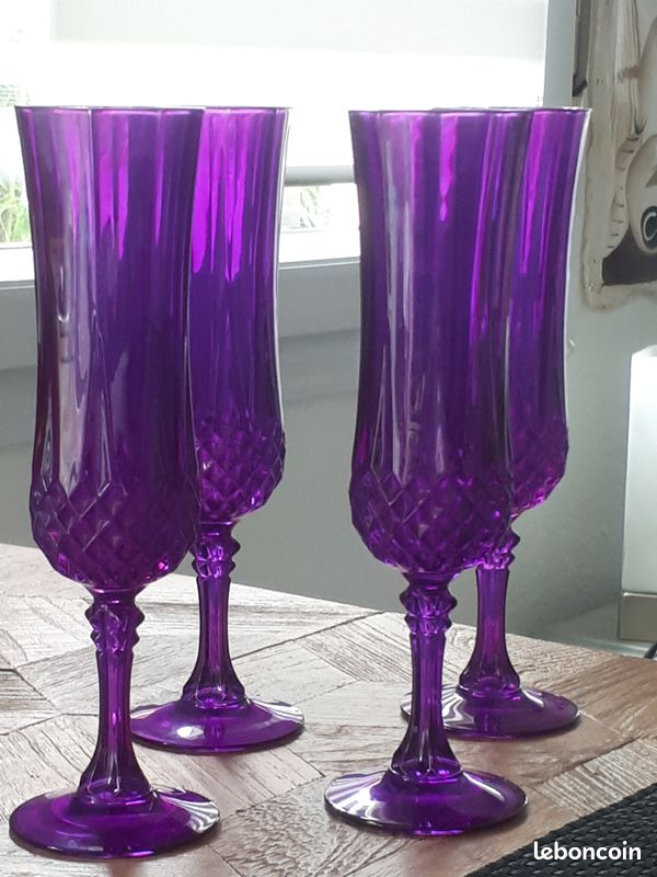 Flûtes à champagne en Cristal d'Arques Longchamp vintage - Verres, France, (image 1)