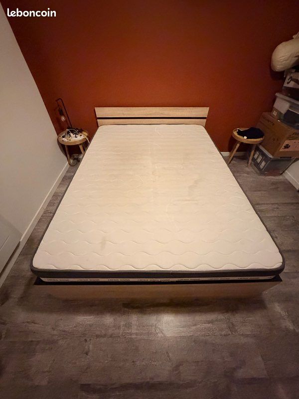 Lit 140/190 + sommier + matelas (image 3)