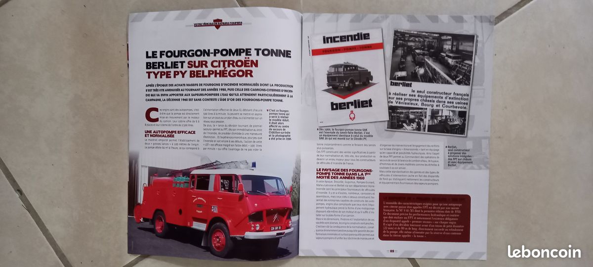 CAMION POMPIER HACHETTE 1/43 Pompe Tonne Berliet Sur Citroen Belphegor