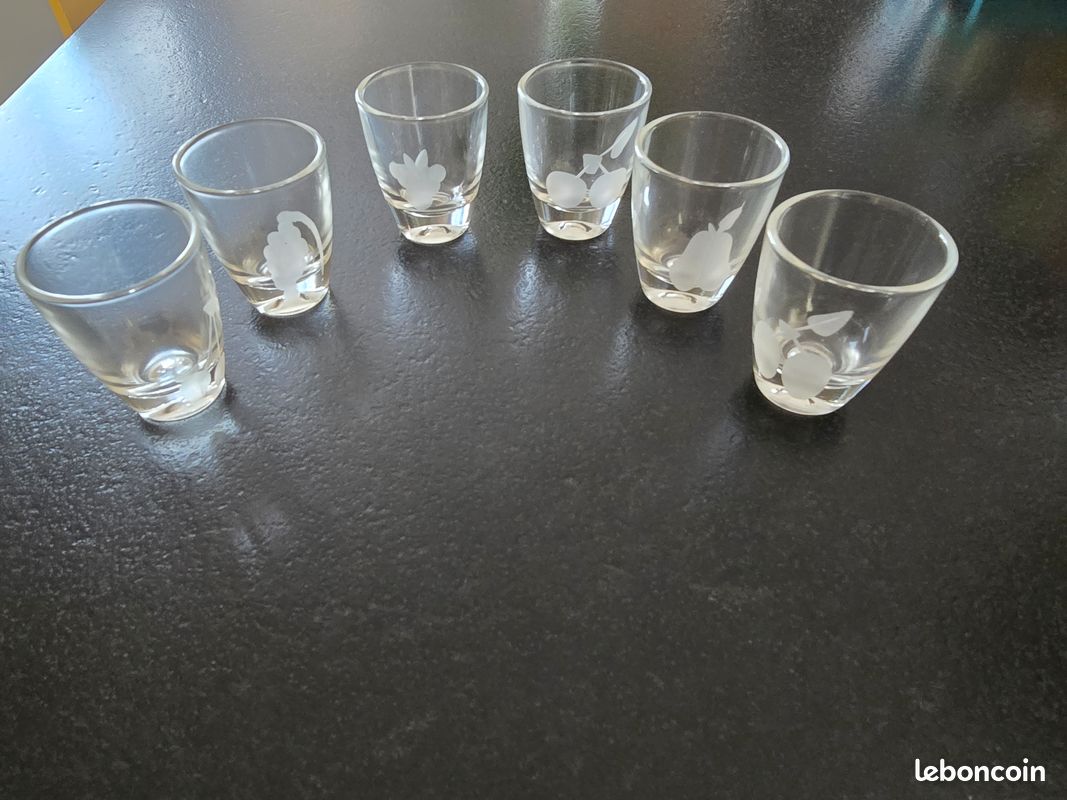 Lot de 6 mini verres gravés à liqueur/shot (image 1)