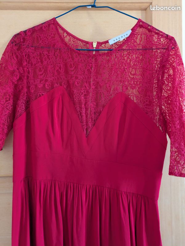 Robe Tunique Sandro - Taille 2 - Broderie Crochet Originale - Occasion Très Bon état