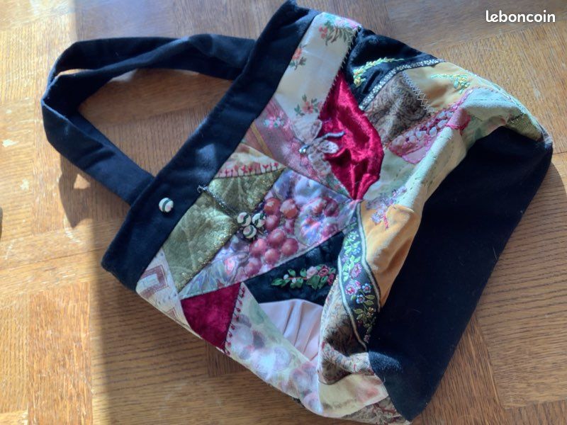 Beau sac à main en patchwork, neuf intérieur velours, noir (image 2)