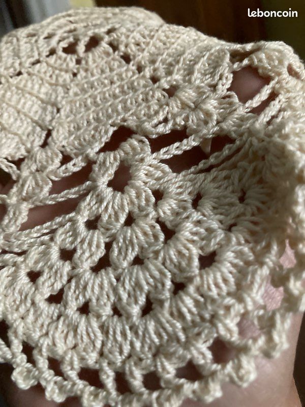 Lot De 6 Napperons Ronds Crochetés Main - Coton Blanc 9cm - Fait Main Français