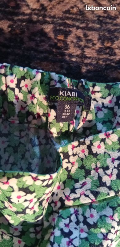 Pantalon Fluide Femme Kiabi Fleuri Vert Vêtements