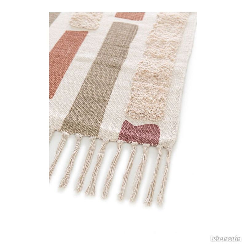 Tapis coton abstrait avec franges moderne Silas Marron 160x230 (image 5)