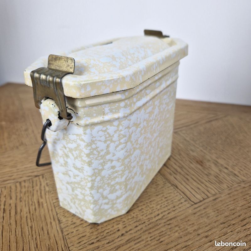 Gamelle Vintage émaillée Verte Et Blanche – Boîte à Lunch Complète Avec Couvercle