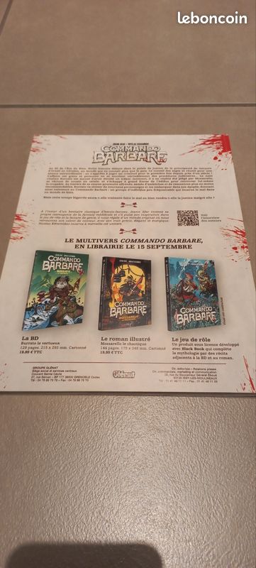 Vends lot BD - COMMANDO BARBARE - BURRATO LE VERTUEUX - Glénat - BD + EX LIBRIS + CARTON PLV (image 2)
