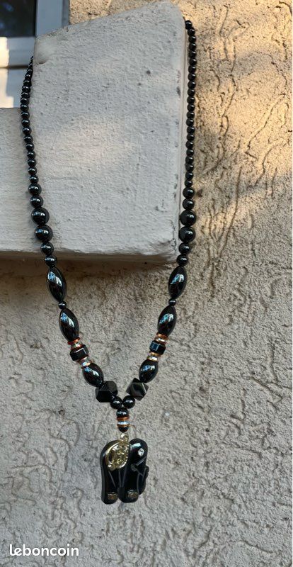 Collier Éléphant Hématite (image 1)