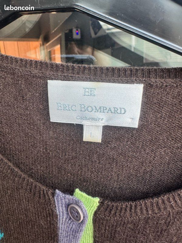 Gilet Bompard Cachemire Et Soie – Occasion Très Bon état, Taille L, Couleur Gris Et Bleu