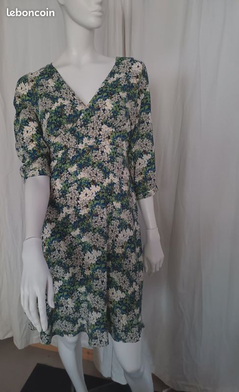 Robe Kookaï manches longues verte et blanche T36 (image 2)