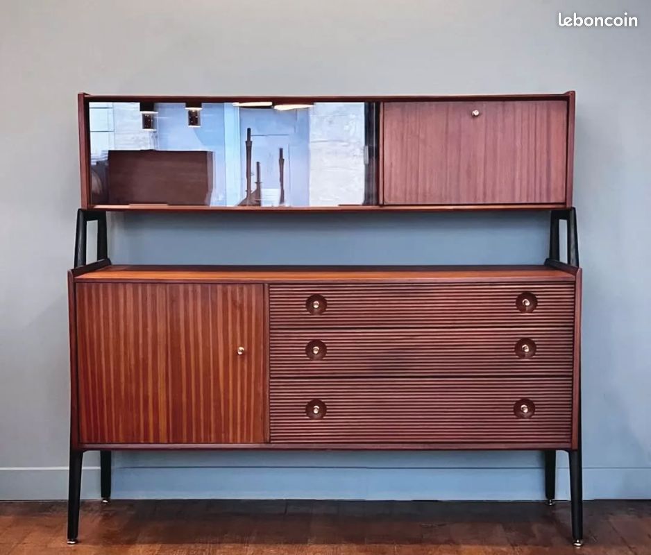 Meuble enfilade en bois années 1960 vintage scandinave (image 1)