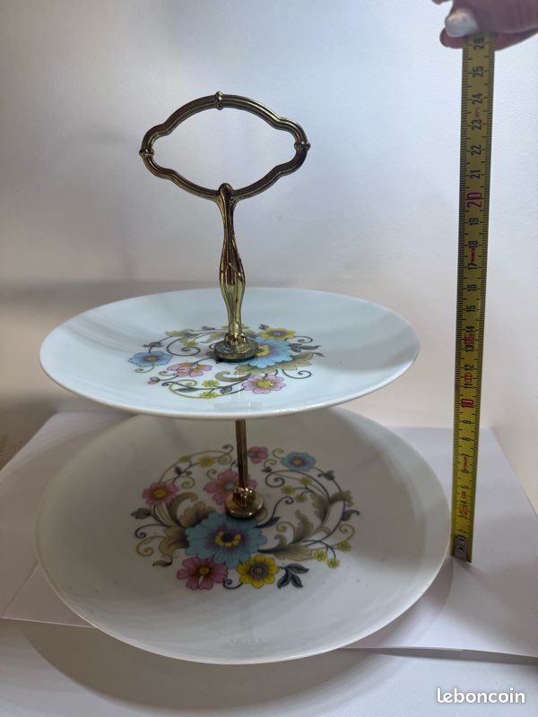 Présentoir à Gâteaux 3 Niveaux En Porcelaine Élégante - Plateaux 16,5/20/25 Cm, Hauteur 36 Cm - Idéal Pour Fêtes Et Buffets