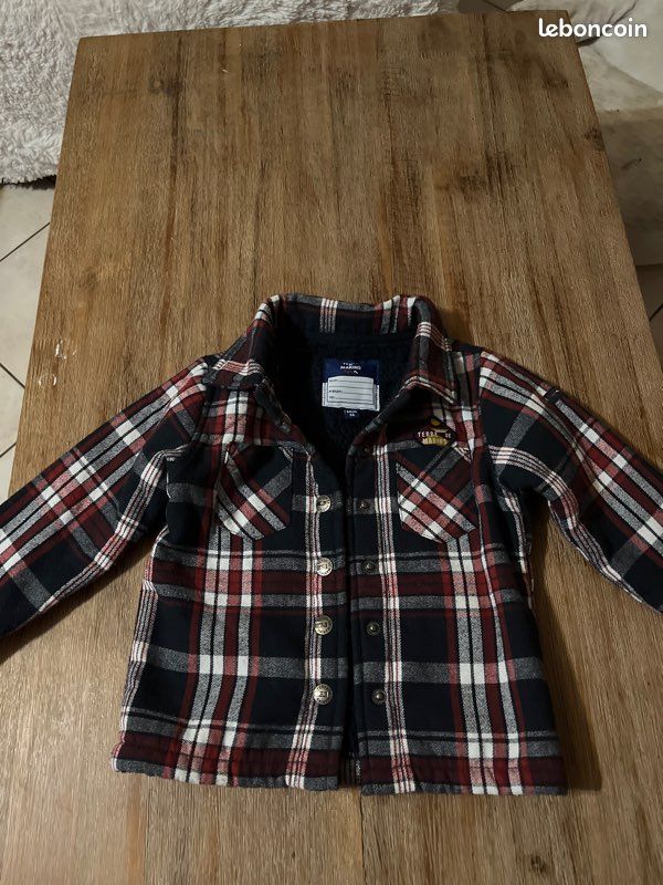 Veste à carreaux bleu garçon T 3 ans Terre de marins (image 1)