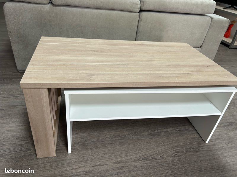 Table basse modulable blanc/bois (image 1)