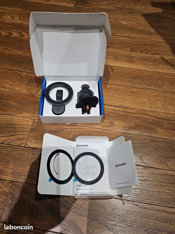 Support Téléphone Magnétique Anneau – Rotation 360° – Fixation Sur Ventilateur Voiture – Noir