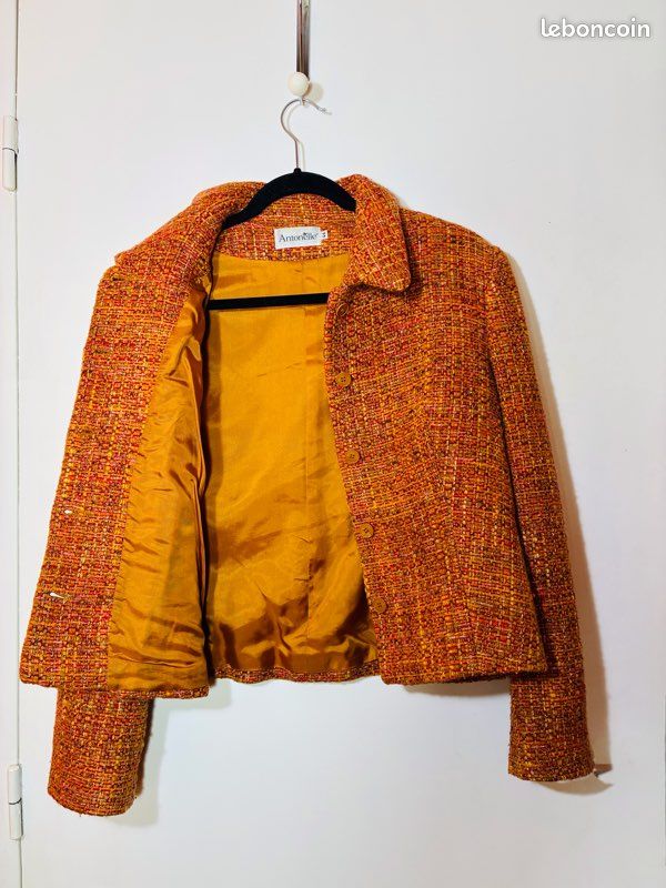 Tailleur Jupe + Veste été Jaune Antonelle - Taille 42, 100% Coton, Très Bon état