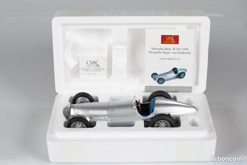 CMC 1/18 Diecast Mercedes-Benz W154 1938 - Argenté - Modèle De Collection