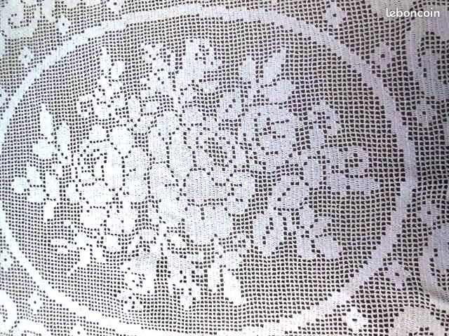 Napperon Centre De Table Carré Blanc 58cm, Broderie Main Renaissance Dentelle