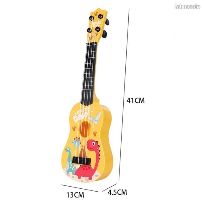 Jouet de guitare Dinosaure Jaune pour enfants, petit ukulélé, jouet éducatif 41 cm - Jeux & Jouets